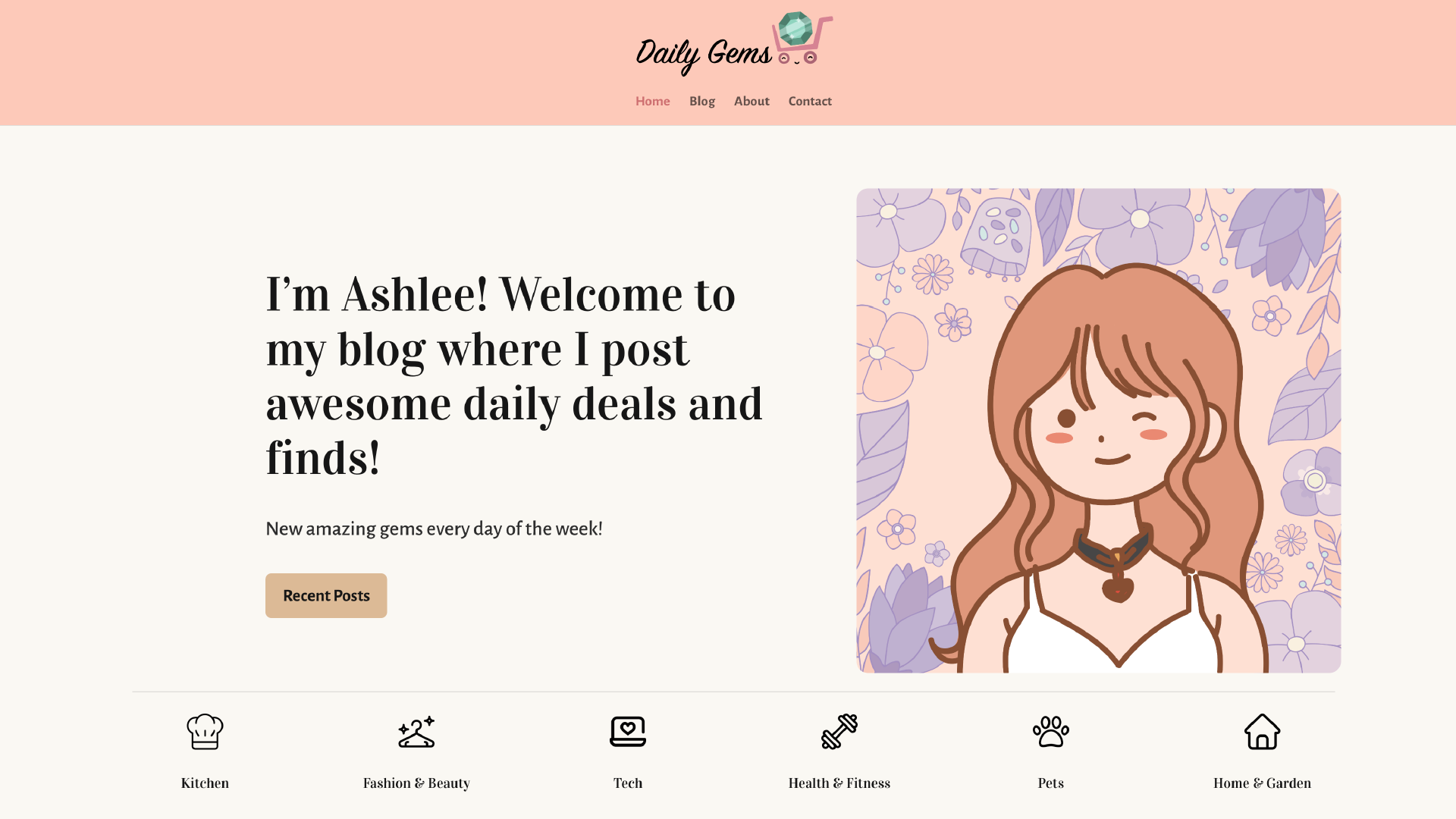 Affiliate marketing, blogger website home page