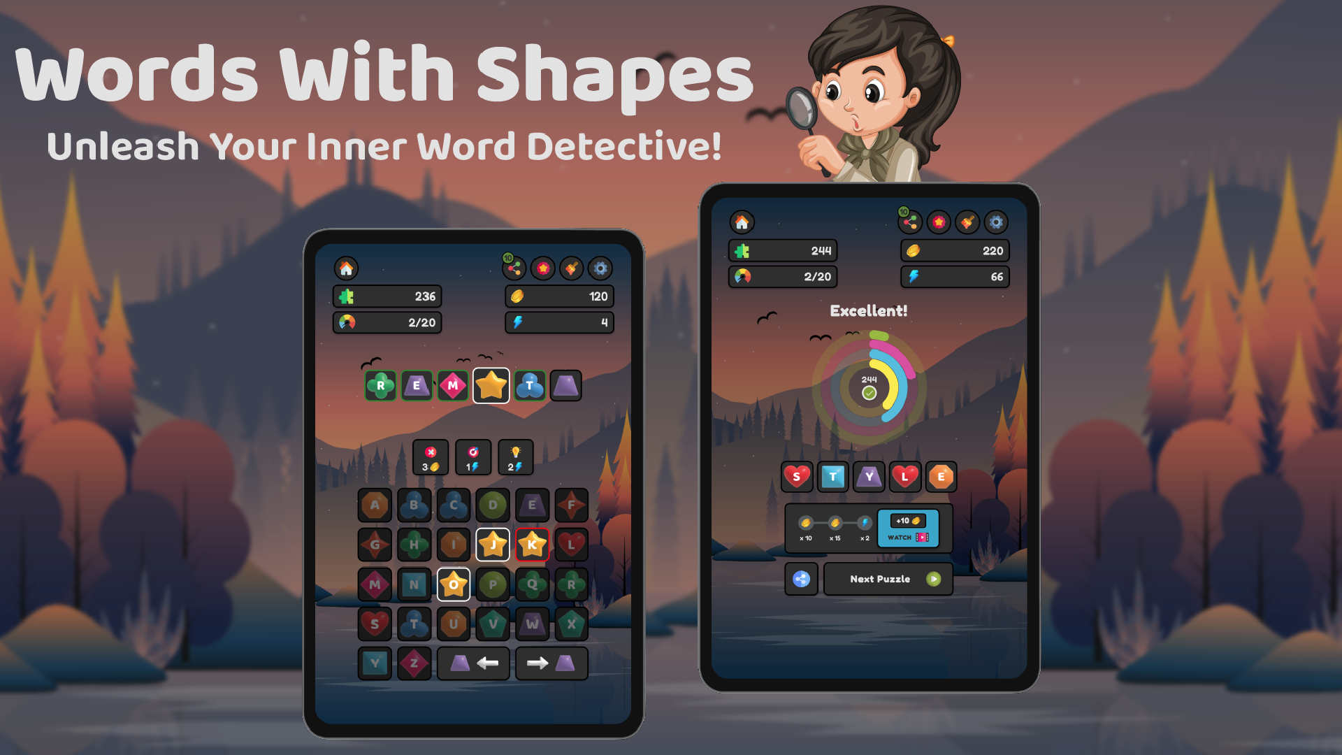 Mobile puzzle game on tablet