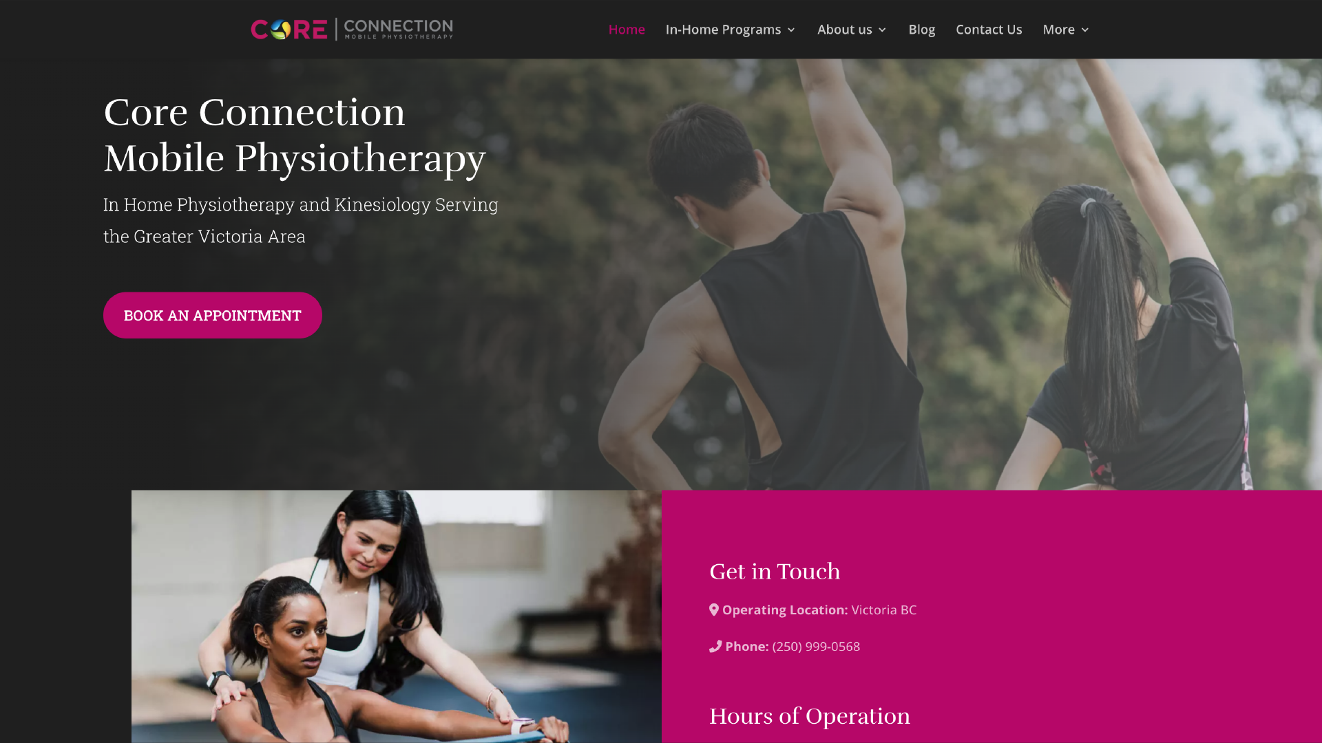 Physiotherapy website home page